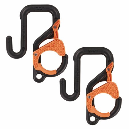 ERGODYNE Squids 3178 Locking Aerial Bucket Hook, Tethering Pt, 9.06 x 7.09 x 2.17, Black/Orange, Max 40 lb, 2PK 19279